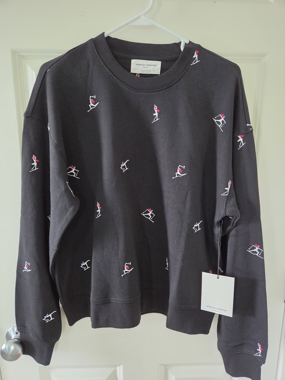 Spiritual Gangster Black Crewneck with Yoga Skiers